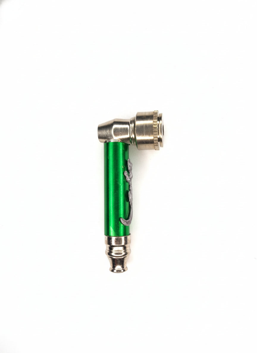 Green and silver tool on a gray background
Green metal tool with a circular blade on a white background, smoking metal pipes for alone sesh one hitters, instant delivery for weed smoking pipes  stoners 420 accessories