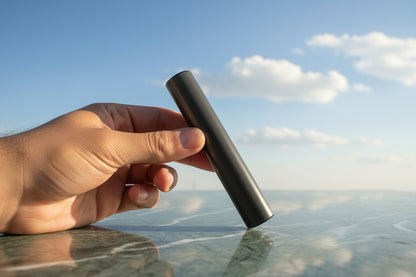 5 inch metal chillum pipe for herb sessions, dark minimalist nano chillum
