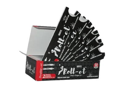 A pack of Natural Bleached Rollet King size 2+2 Box rolling papers, with branding and design visible.