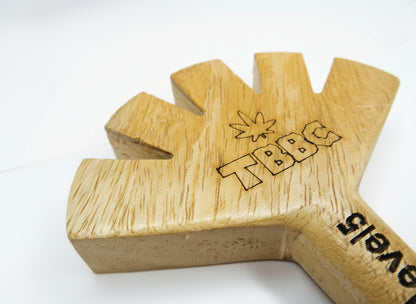 Wooden 5 in 1 joint holder with 'TBBC' branding on a white background