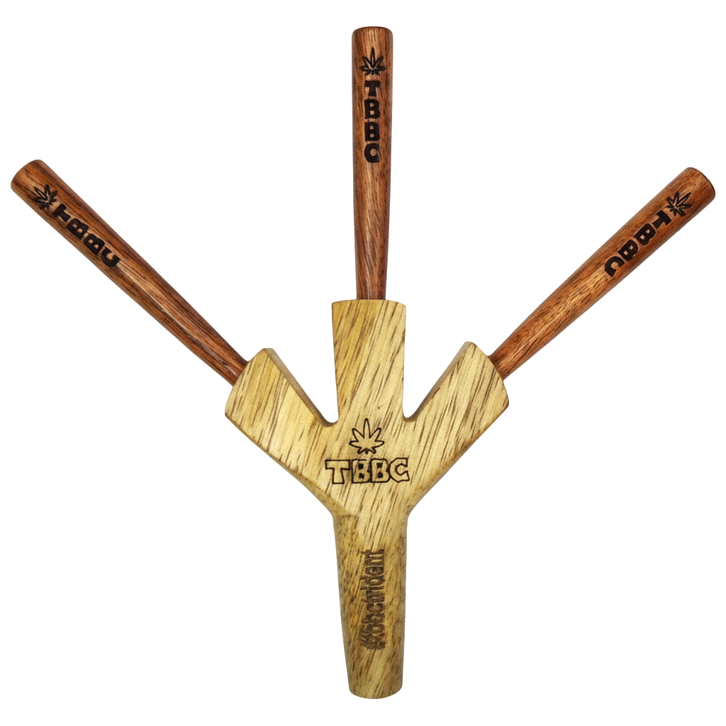 wooden joint holder with three joint like tbbc poker sticks for rolling joint