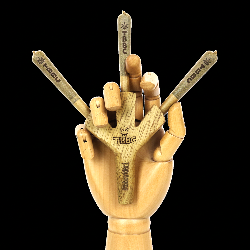 TBBC Trident Wooden Joint Holder - 3 in 1 holder with Stash Bag