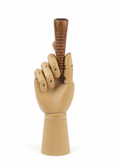 Hand holding a cylindrical wooden object against a white background, Wooden cylindrical object on a white background, Ring Master Chillum, Mandala One-Hitter chillum for stoners weed hash charas, Karma Chillum, Sadhu's Choice, Baba Chillum, Himalayan Rings, Ganja Groove, Shiva's Spiral, Artisan Rings Collection, Heritage Carved Chillum, The Signature Series, Master Craftsman Edition, Royal Ring Chillum