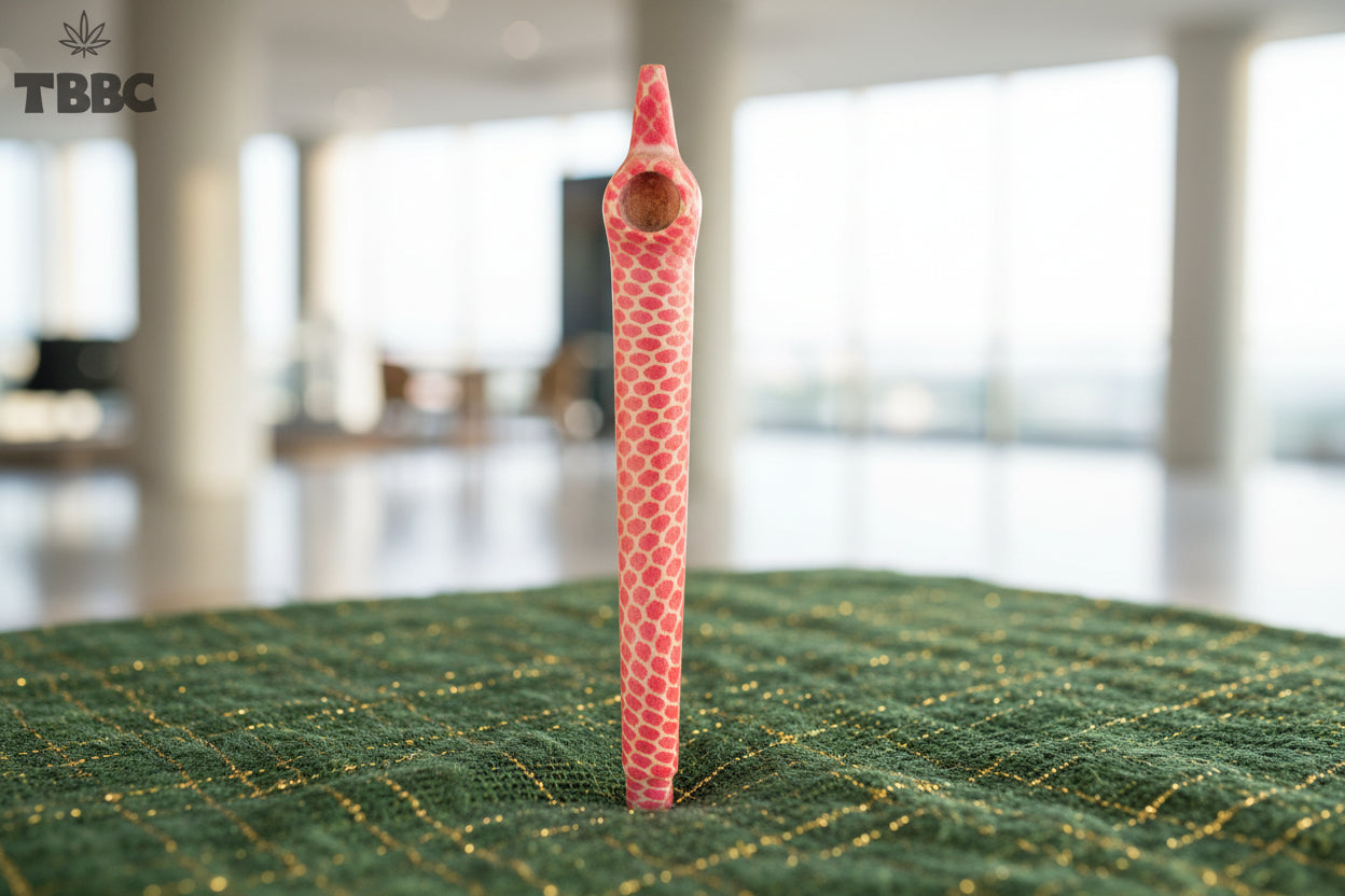 Closeup Red Check Resin Dokha Pipe – Smooth Finish, Easy Clean
