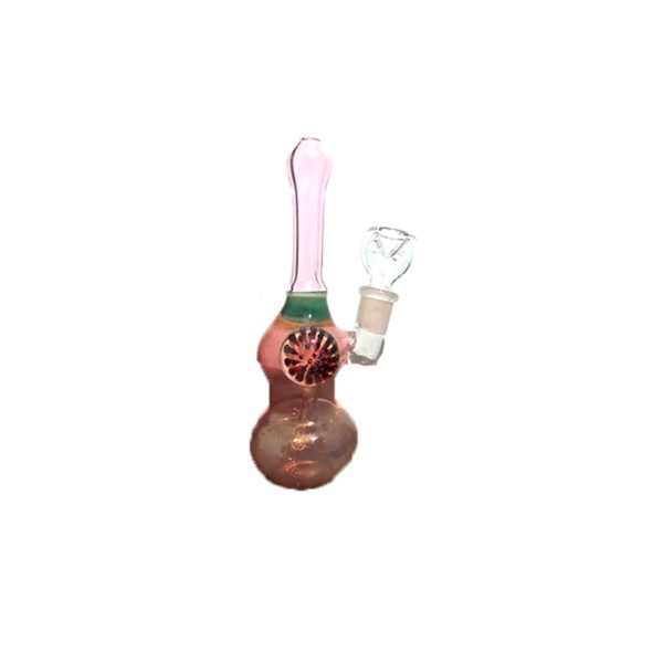 Trippy Designed Pink and Green Bong